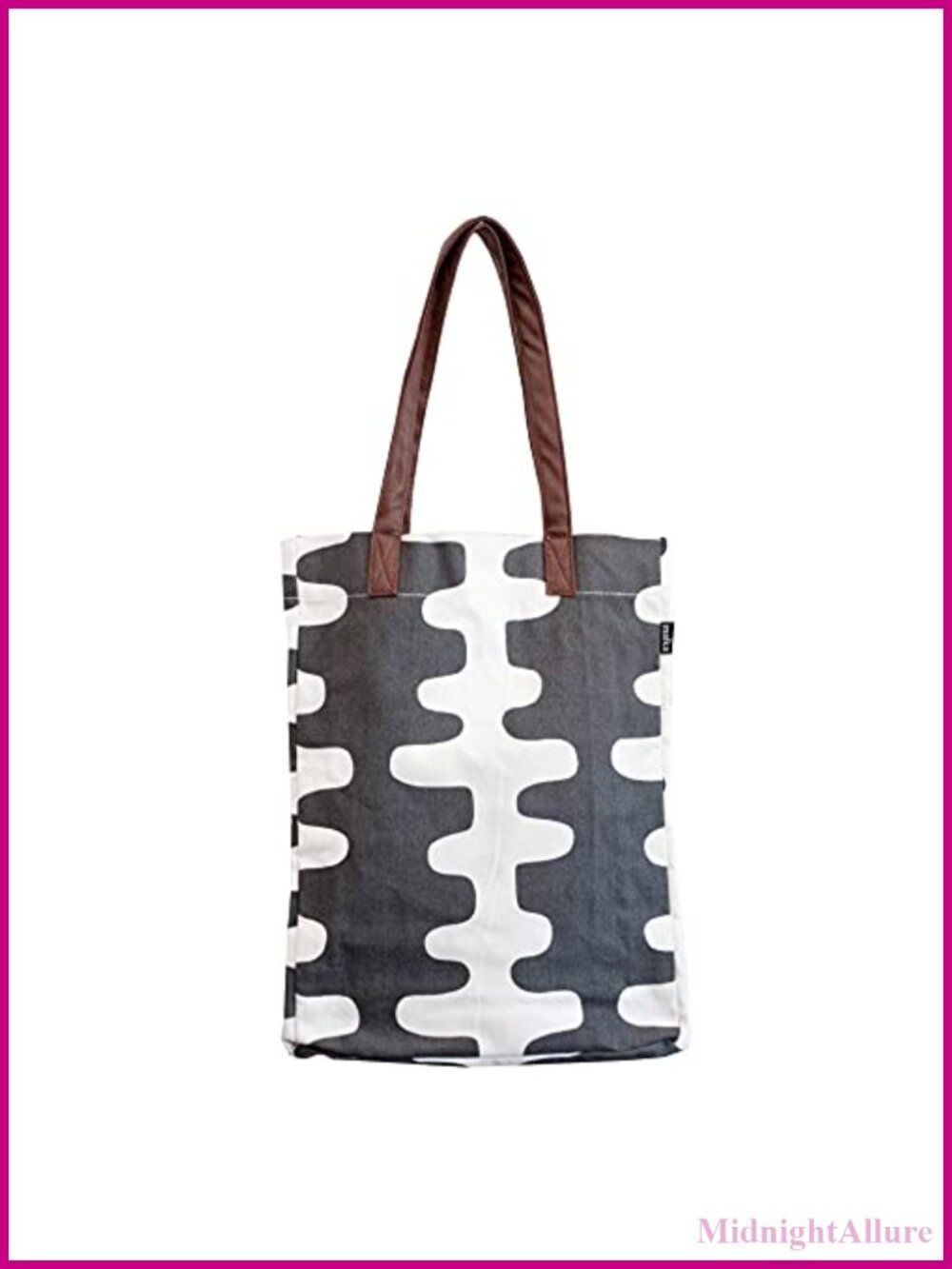 Recycled Canvas Market Tote Bag Vegan Leather Handles Reusable Shopping